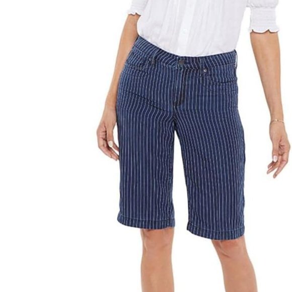 NYDJ Tailored Bermuda Shorts Stripe Dark Enzyme ( 0 ) - Picture 1 of 3